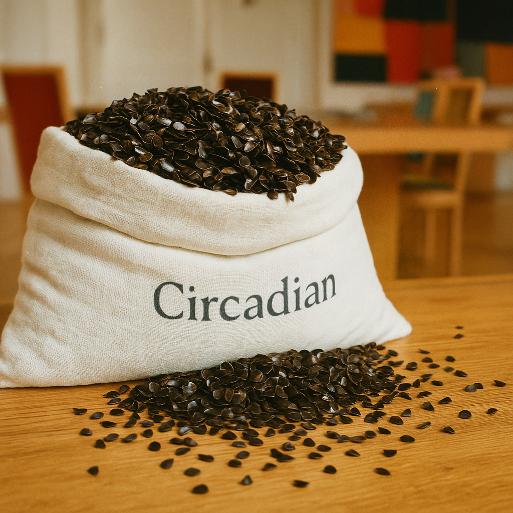 Circadian buckwheat pillow — organic cotton cover, adjustable buckwheat hull fill — Circadian