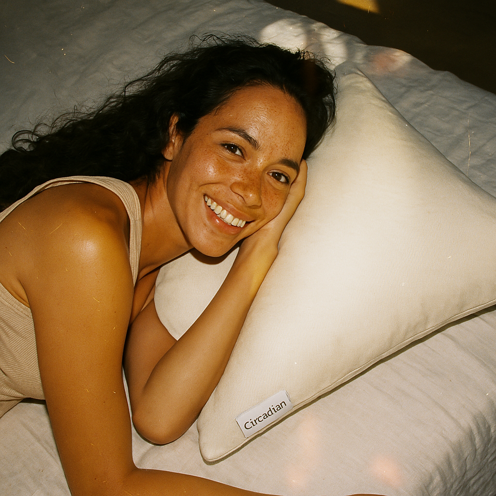 Circadian pillow product in bedroom setting